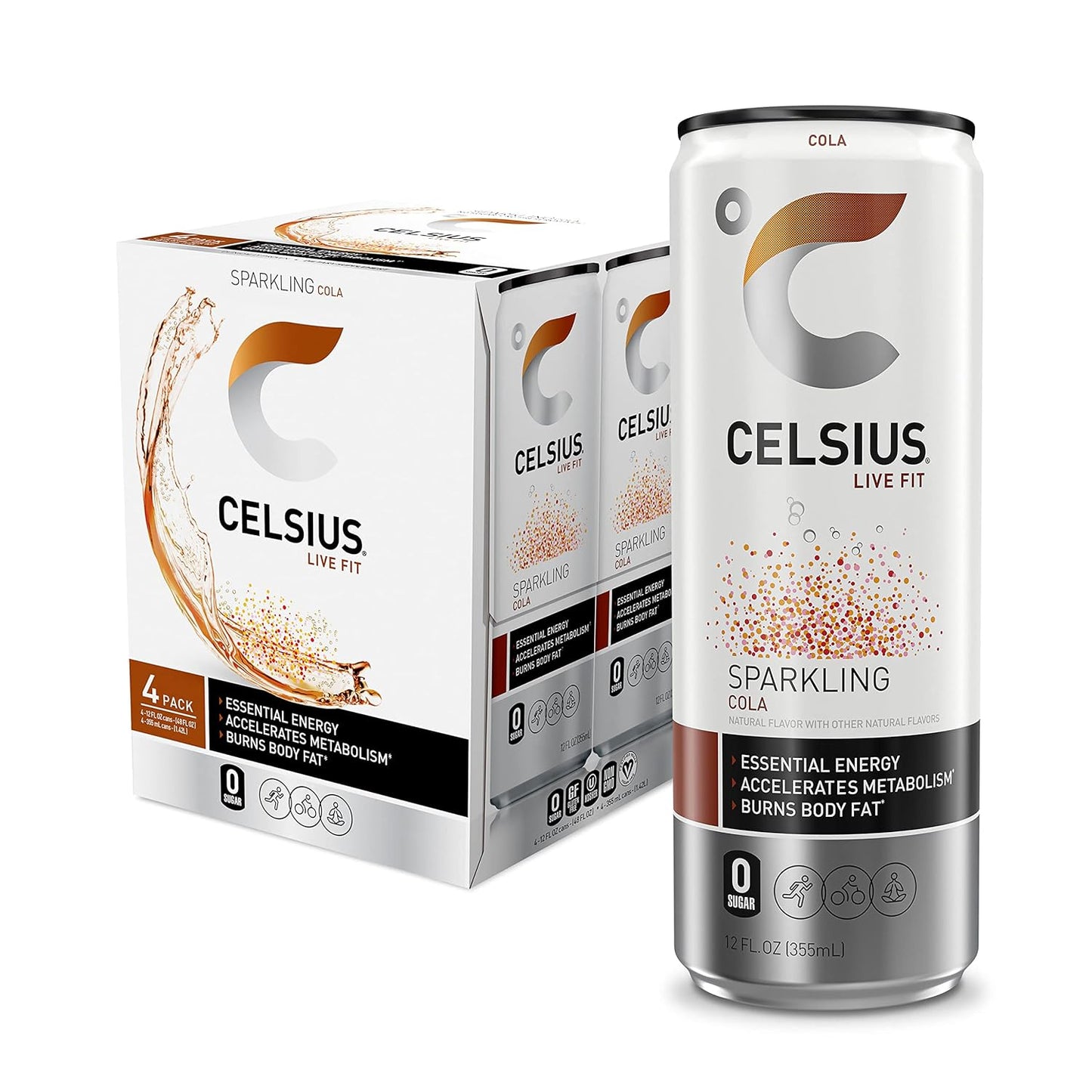 CELSIUS Sparkling Orange, Functional Essential Energy Drink 12 Fl Oz