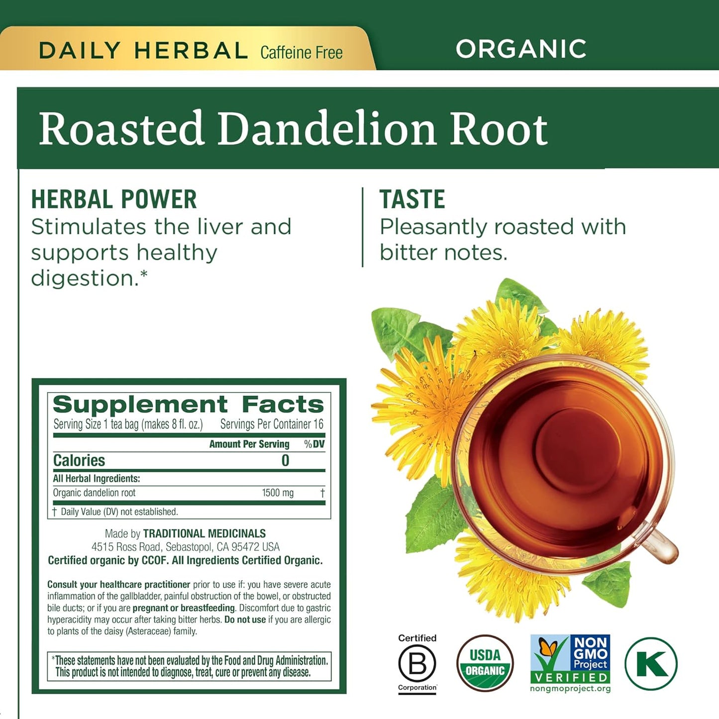Traditional Medicinals Tea, Organic Red Clover, Supports Skin Health, 16 Tea Bags