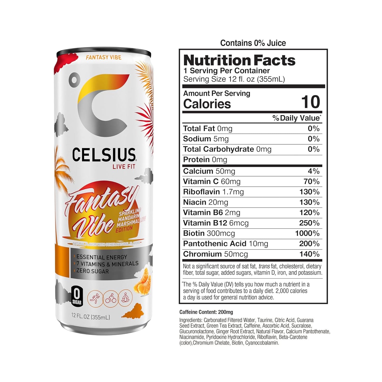 CELSIUS Sparkling Orange, Functional Essential Energy Drink 12 Fl Oz