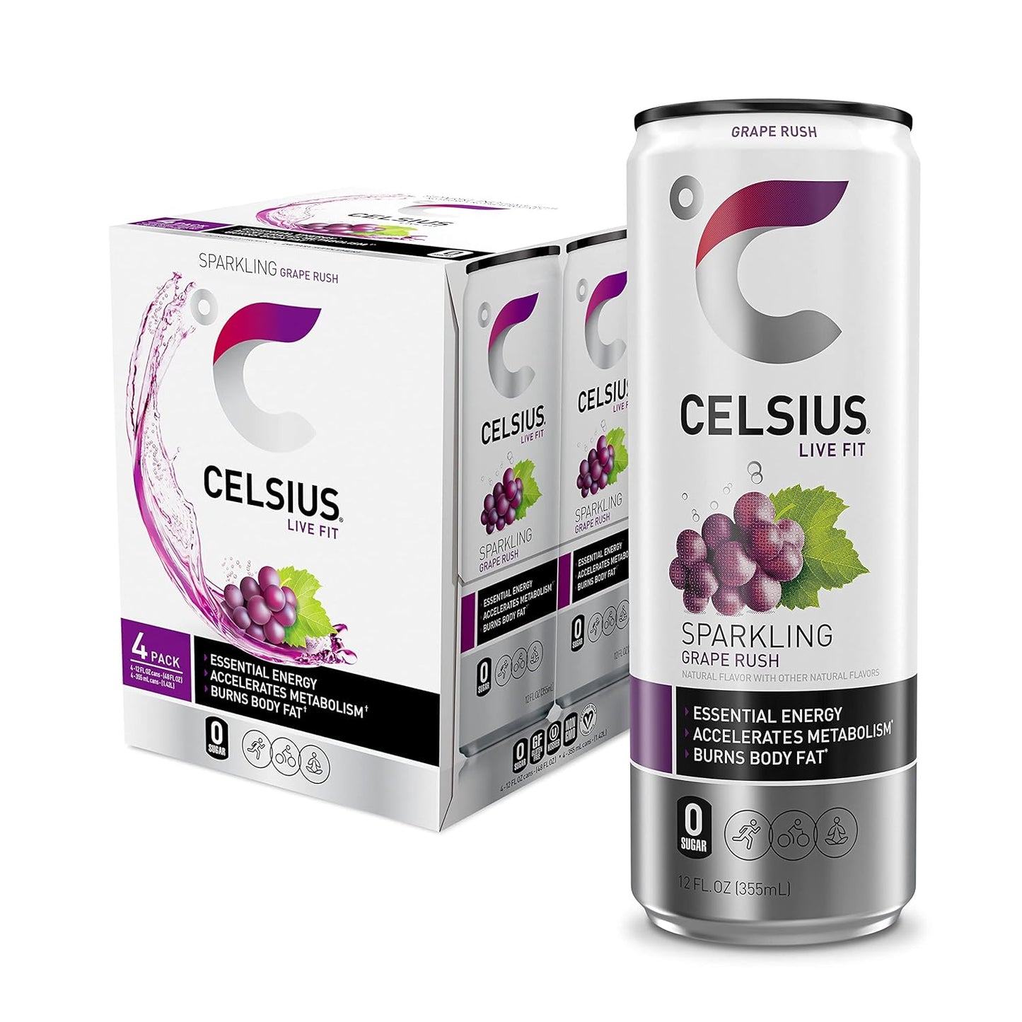 CELSIUS Sparkling Orange, Functional Essential Energy Drink 12 Fl Oz