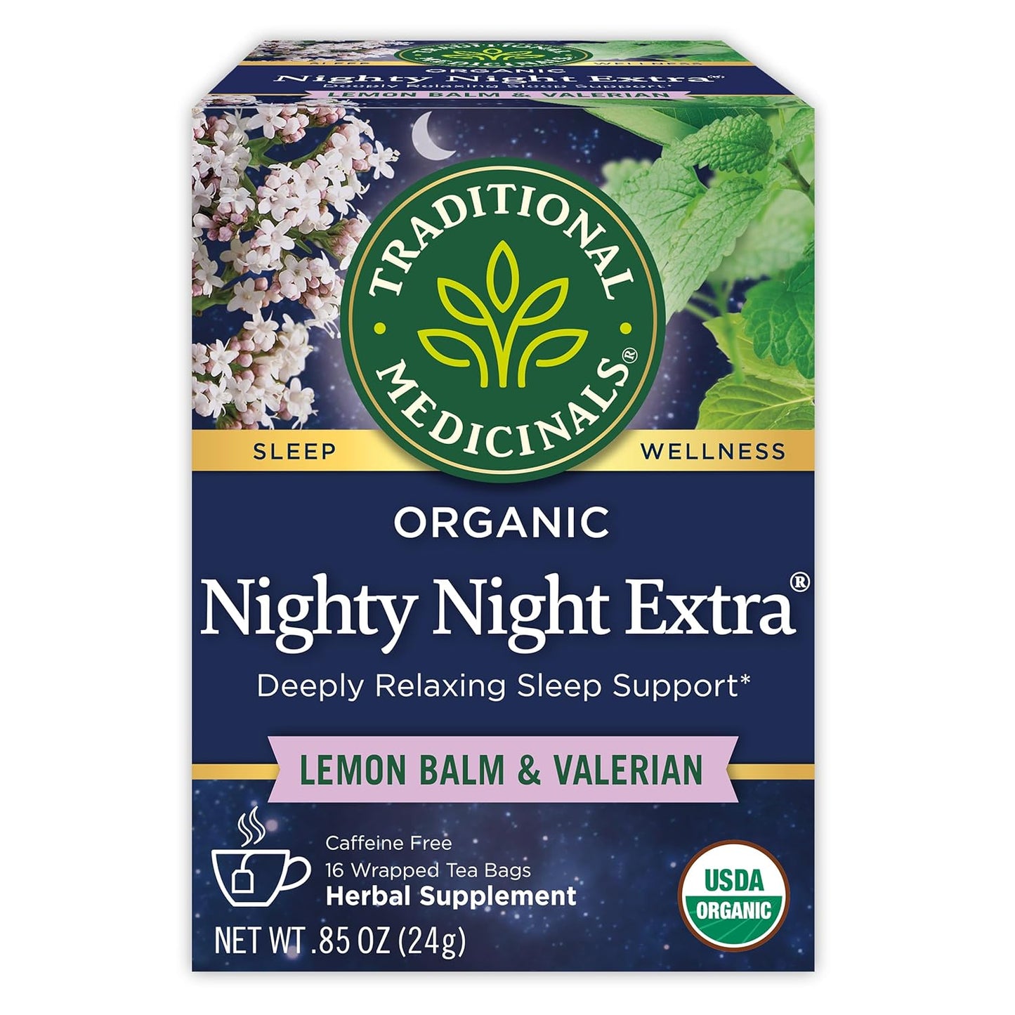Traditional Medicinals Organic Nighty Night Tea, 16 Tea Bags (Pack of 1)