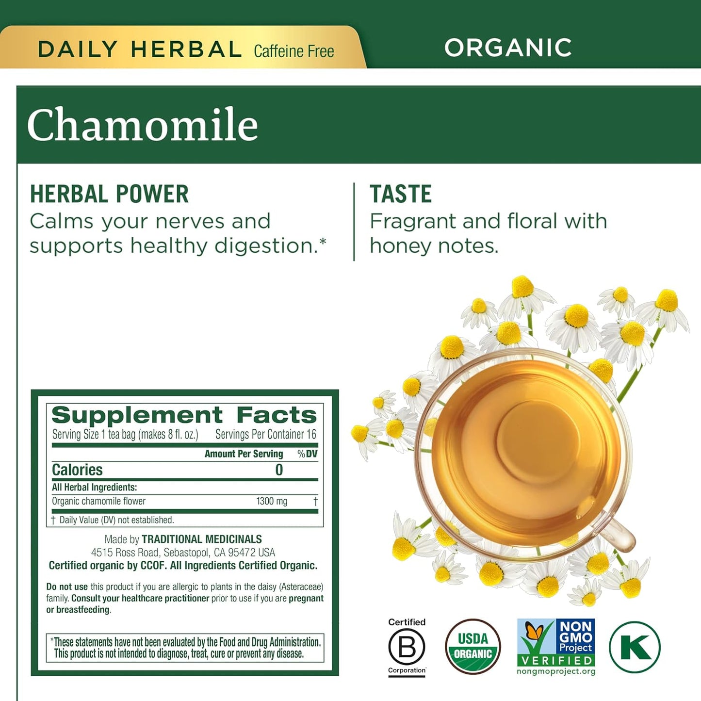 Traditional Medicinals Tea, Organic Red Clover, Supports Skin Health, 16 Tea Bags