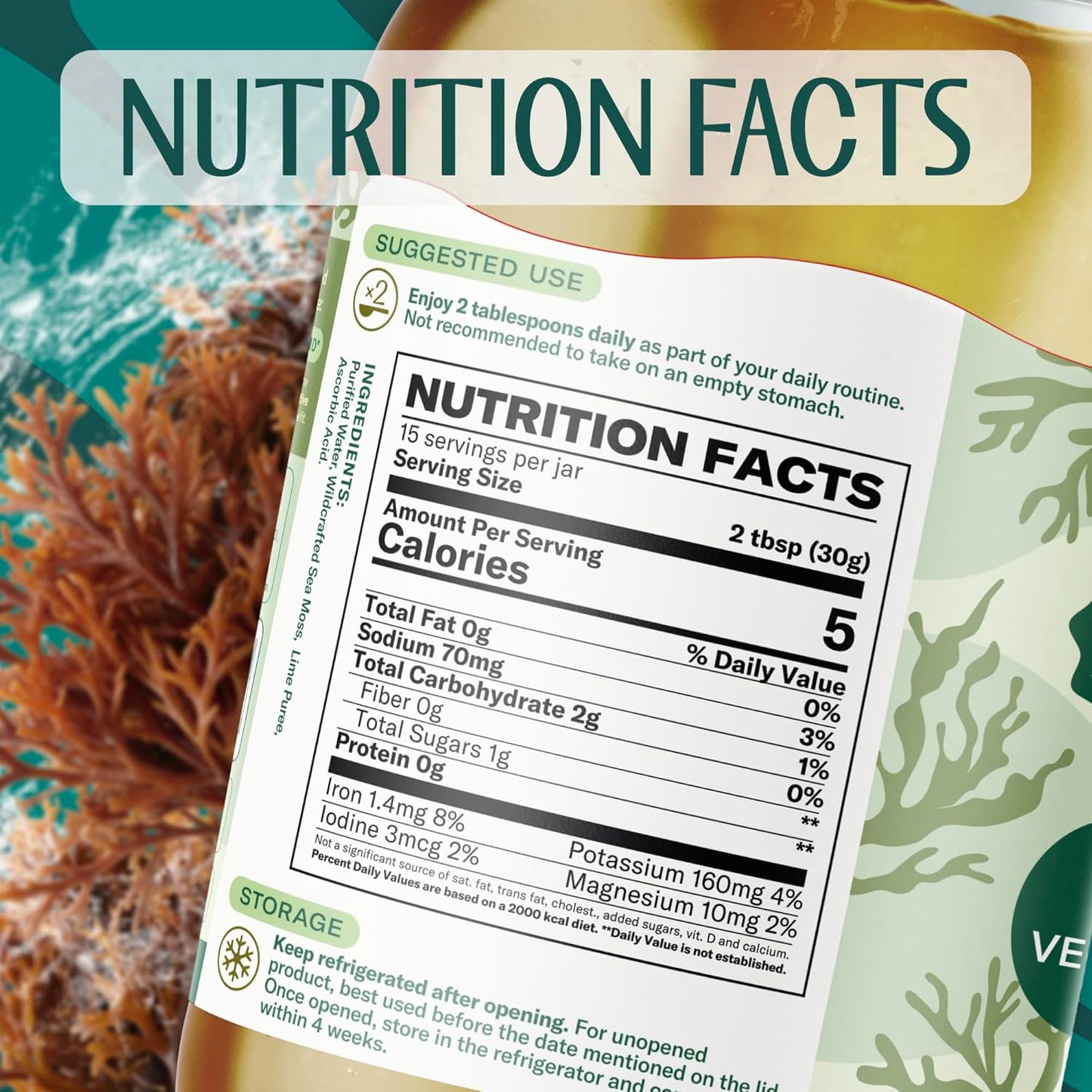 TrueSeaMoss Sea Moss Gel – Made in USA – Wildcrafted Seamoss, Fresh Fruits & Sea Vegetables – Apple/Cinnamon, Pack of 1 (Labels may Vary)