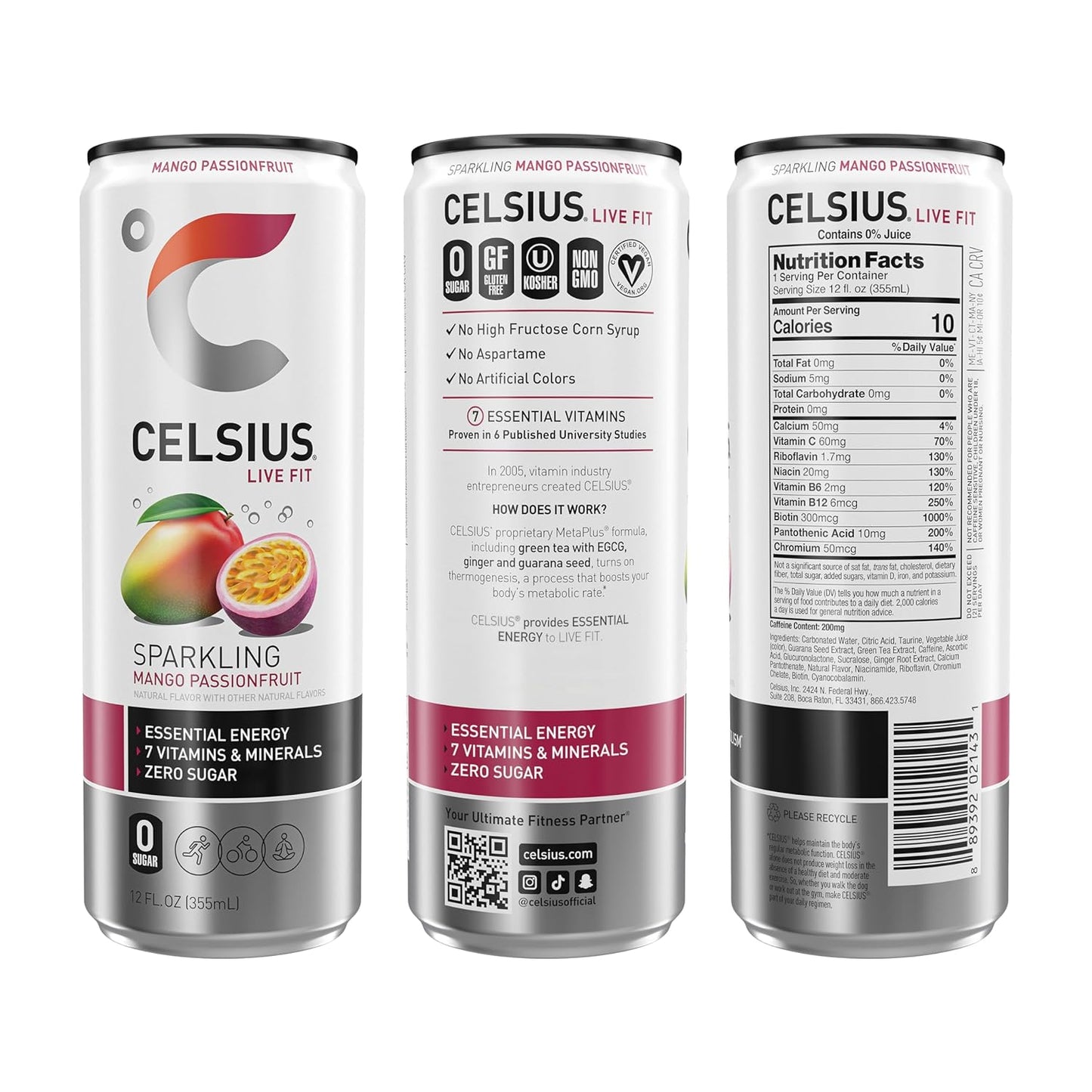 CELSIUS Sparkling Orange, Functional Essential Energy Drink 12 Fl Oz