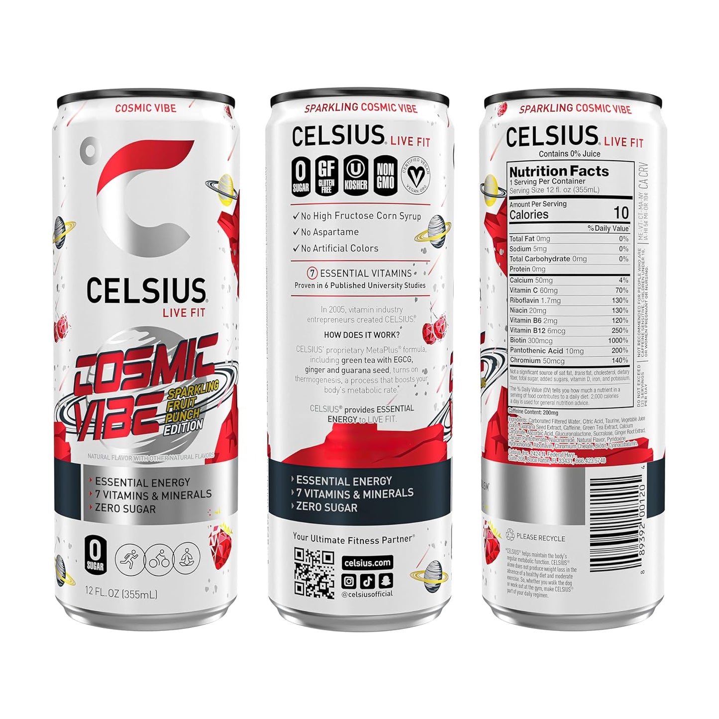 CELSIUS Sparkling Orange, Functional Essential Energy Drink 12 Fl Oz