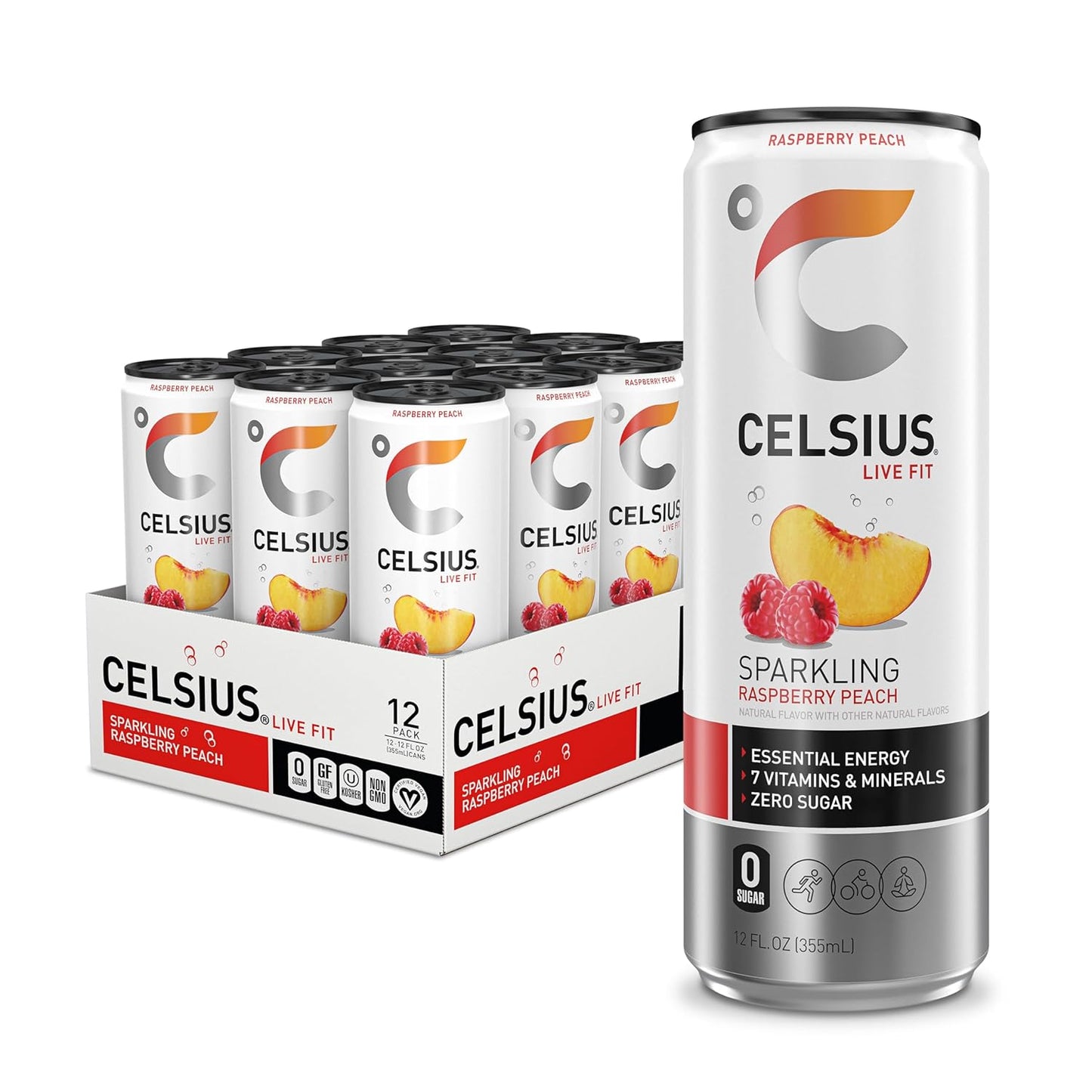 CELSIUS Sparkling Orange, Functional Essential Energy Drink 12 Fl Oz