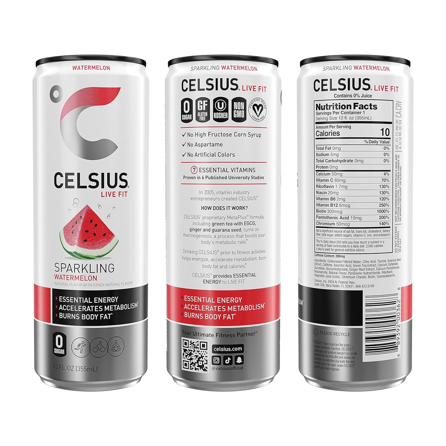 CELSIUS Sparkling Orange, Functional Essential Energy Drink 12 Fl Oz
