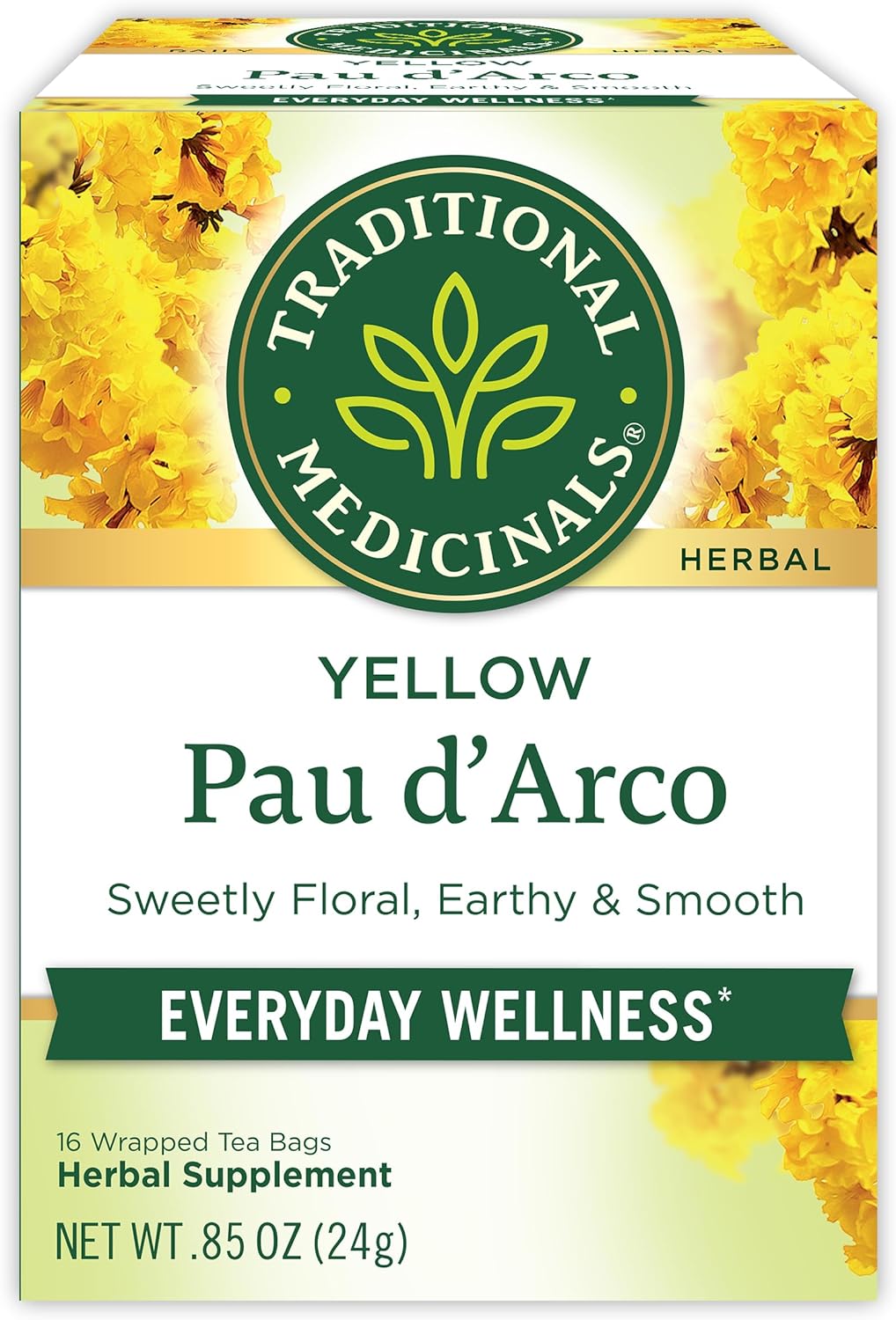 Traditional Medicinals Tea, Yellow Pau d'Arco, Everyday Wellness, 16 Tea Bags
