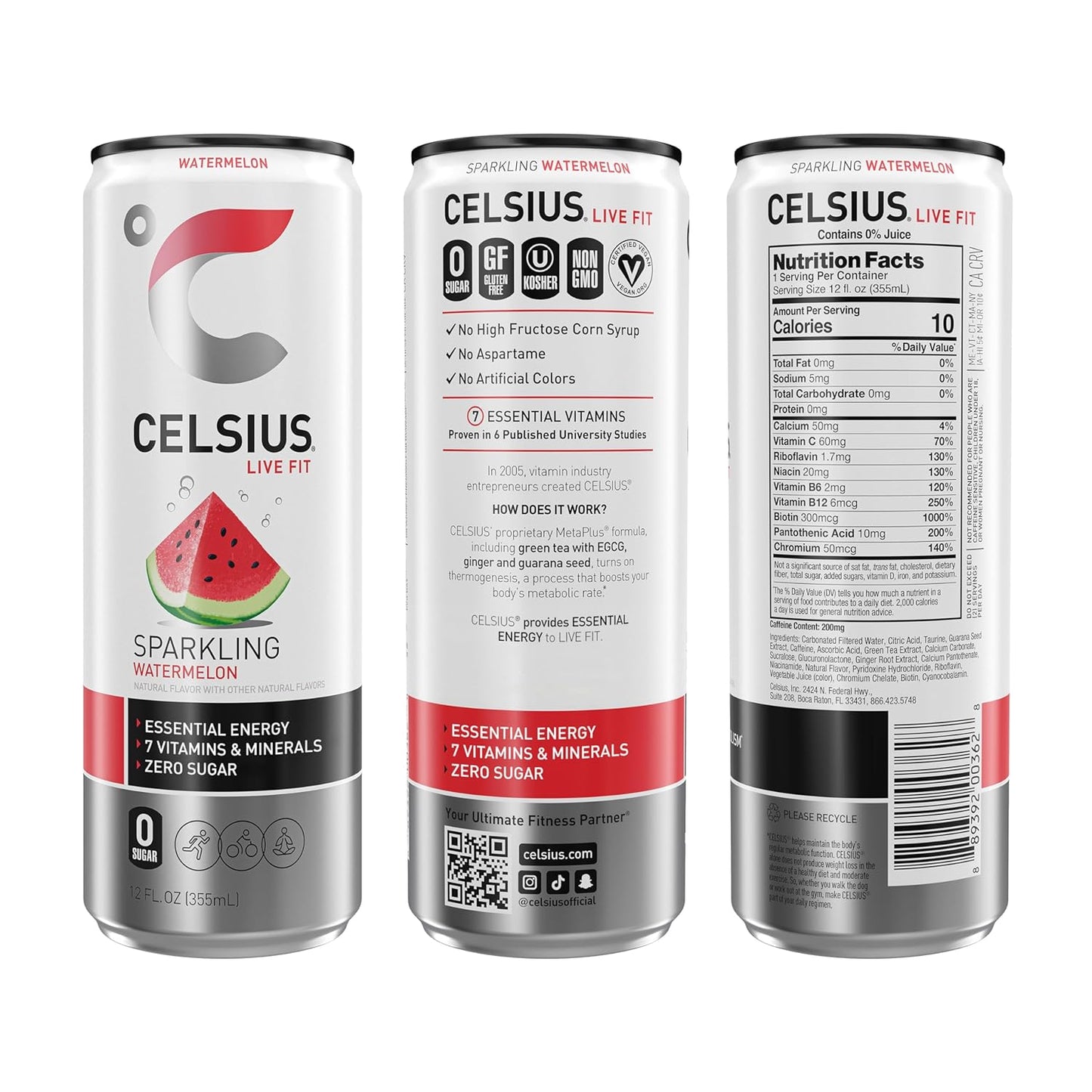 CELSIUS Sparkling Orange, Functional Essential Energy Drink 12 Fl Oz