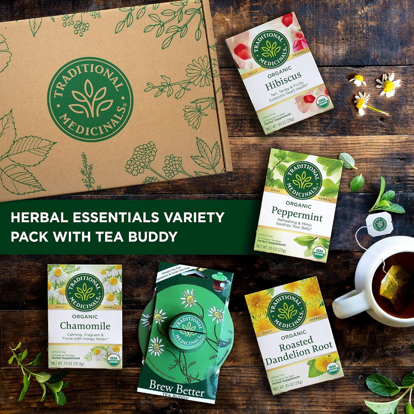 Traditional Medicinals Tea, Organic Red Clover, Supports Skin Health, 16 Tea Bags