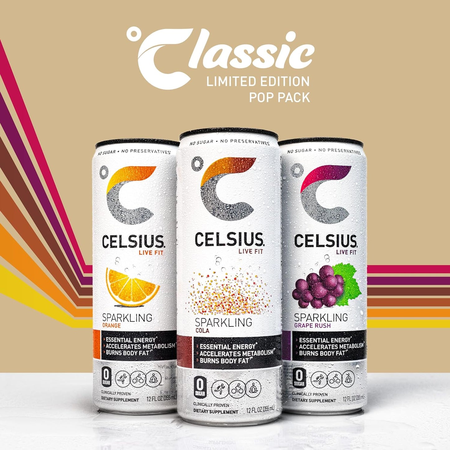 CELSIUS Sparkling Orange, Functional Essential Energy Drink 12 Fl Oz