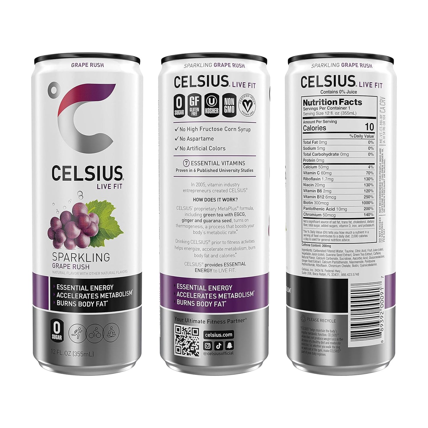 CELSIUS Sparkling Orange, Functional Essential Energy Drink 12 Fl Oz