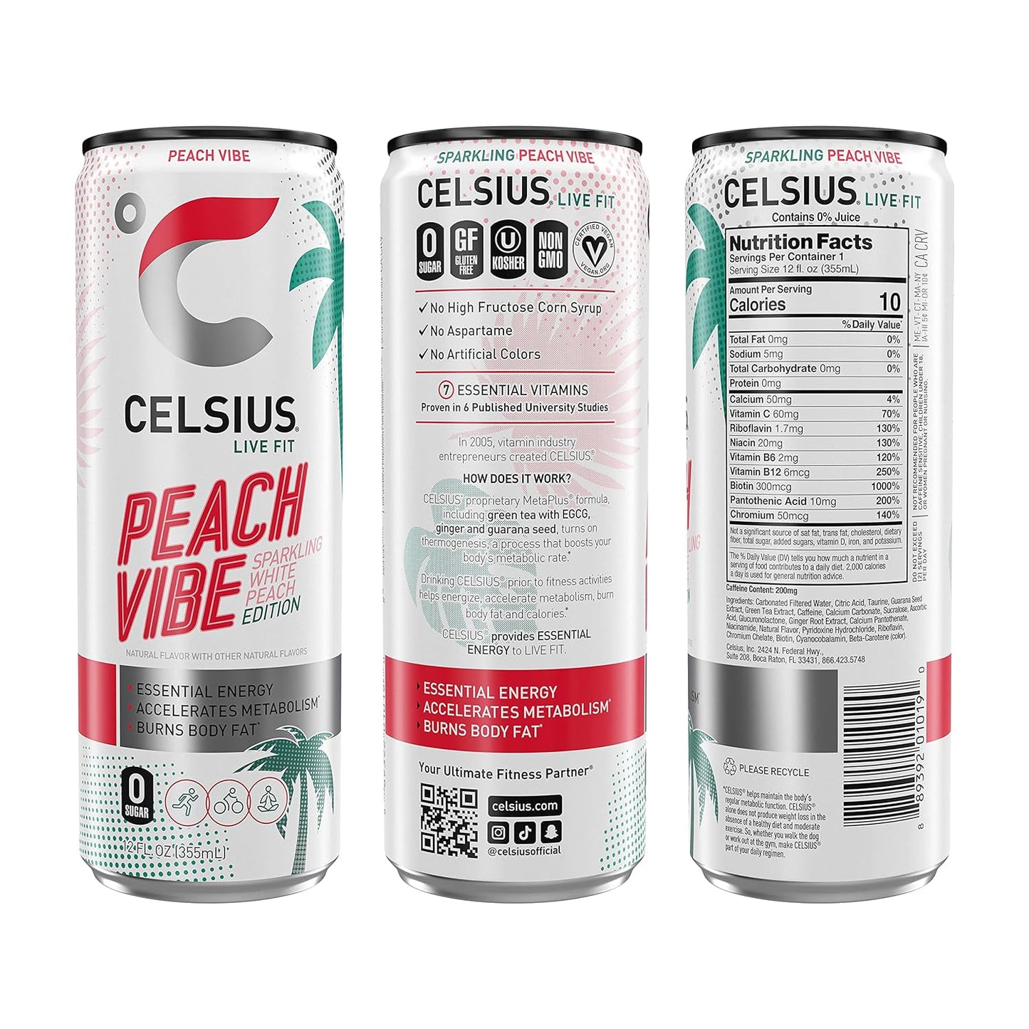 CELSIUS Sparkling Orange, Functional Essential Energy Drink 12 Fl Oz