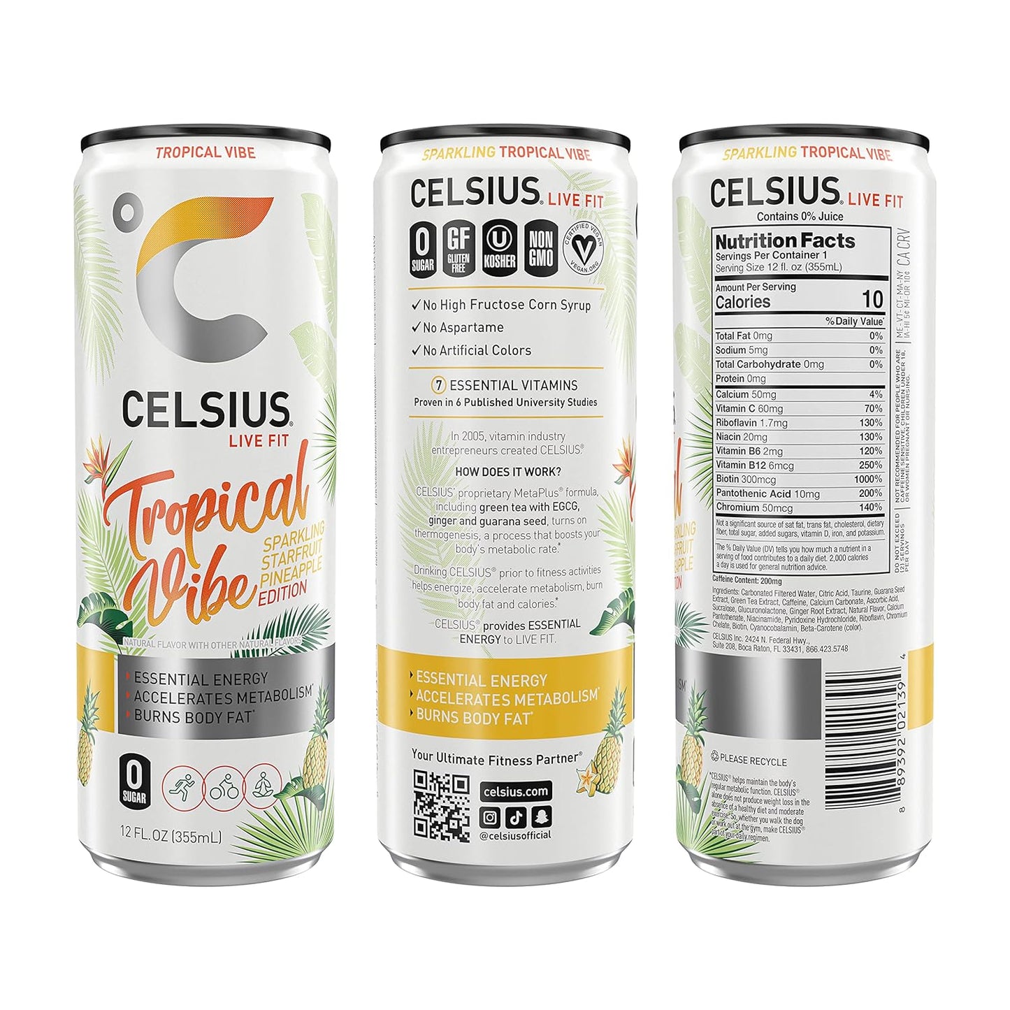 CELSIUS Sparkling Orange, Functional Essential Energy Drink 12 Fl Oz