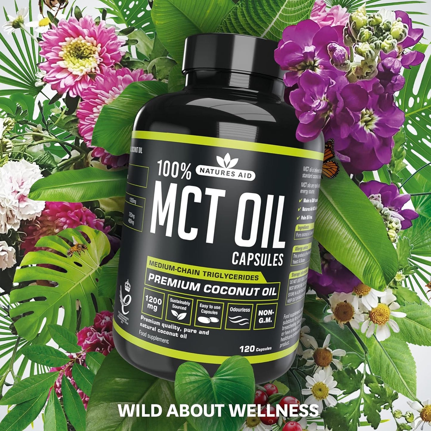 زيت MCT بنسبة 100% من Natures Aid، زيت جوز الهند الفاخر، من مصدر مستدام، يُضاف إلى القهوة أو المخفوقات، نباتي، 500 مل