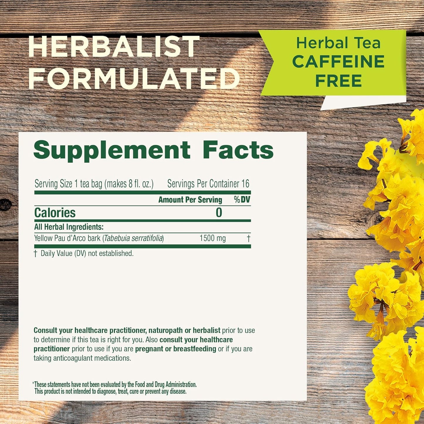 Traditional Medicinals Tea, Yellow Pau d'Arco, Everyday Wellness, 16 Tea Bags