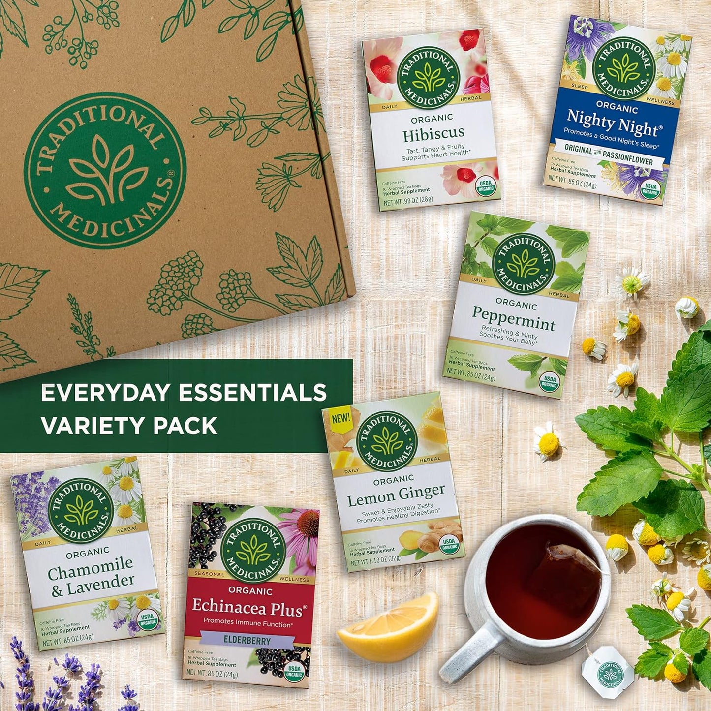 Traditional Medicinals Tea, Organic Red Clover, Supports Skin Health, 16 Tea Bags