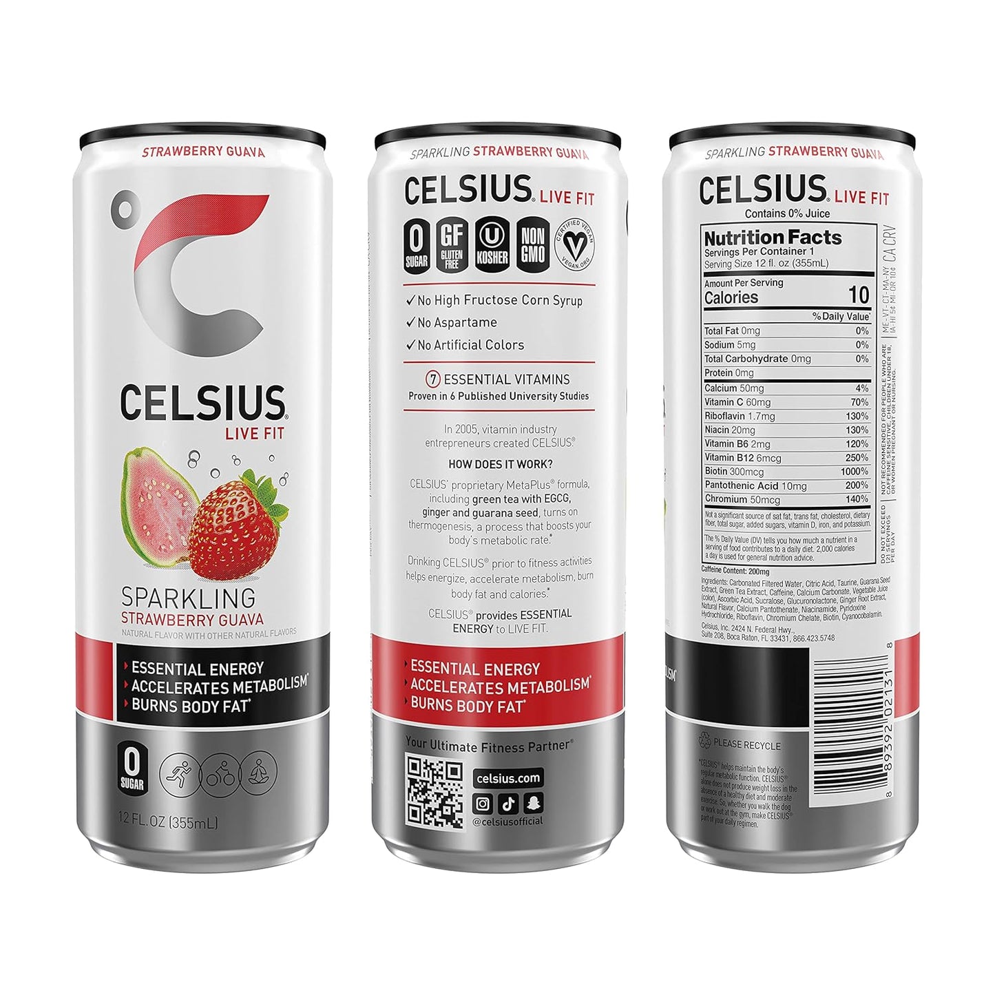 CELSIUS Sparkling Orange, Functional Essential Energy Drink 12 Fl Oz