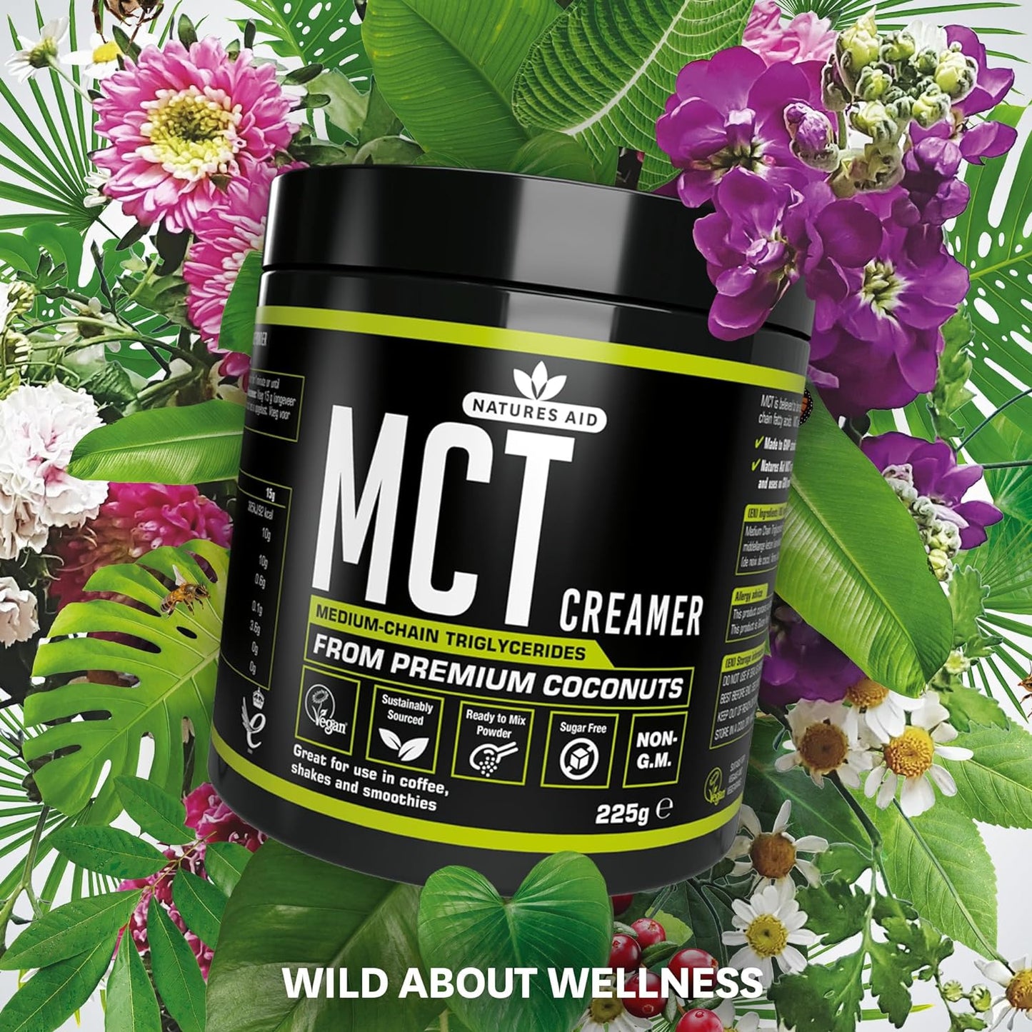 زيت MCT بنسبة 100% من Natures Aid، زيت جوز الهند الفاخر، من مصدر مستدام، يُضاف إلى القهوة أو المخفوقات، نباتي، 500 مل