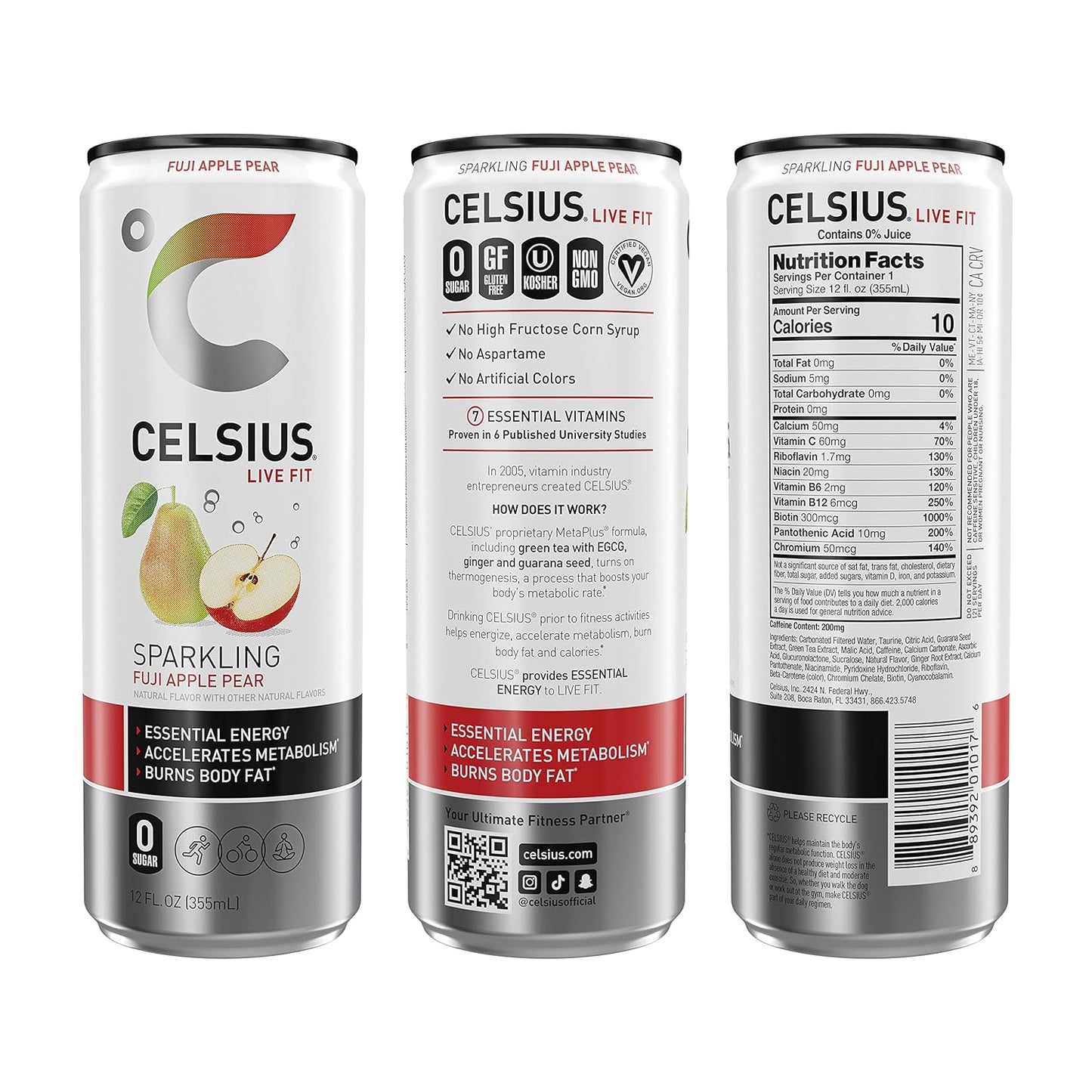 CELSIUS Sparkling Orange, Functional Essential Energy Drink 12 Fl Oz