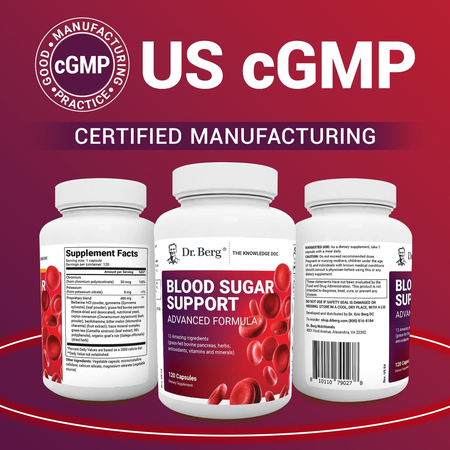 Blood Sugar Support Advanced Formula with Chromium & Potassium 120 - Vegetable Capsules
