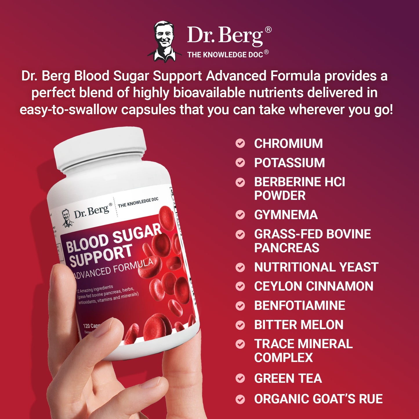 Blood Sugar Support Advanced Formula with Chromium & Potassium 120 - Vegetable Capsules