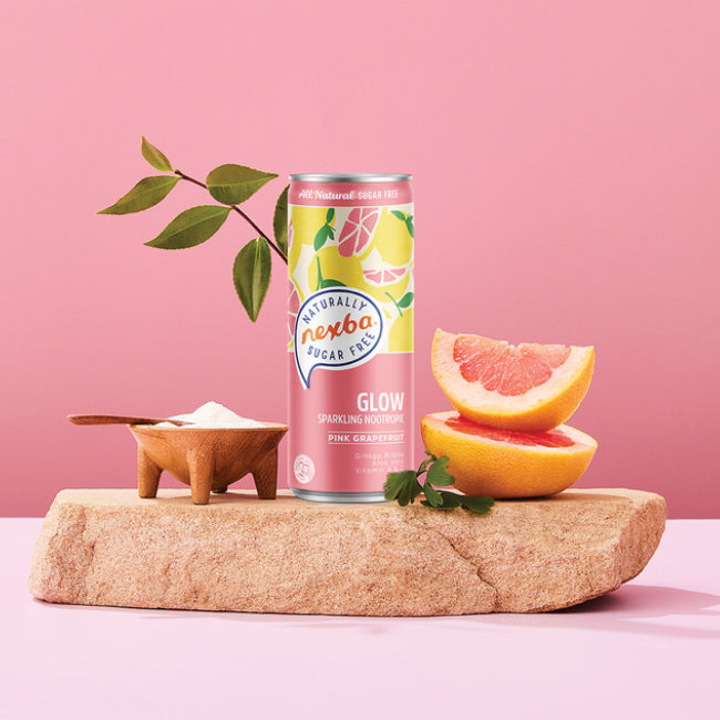 Nexba Glow Pink Grapefruit Sparkling Nootropic 4 x 330ml