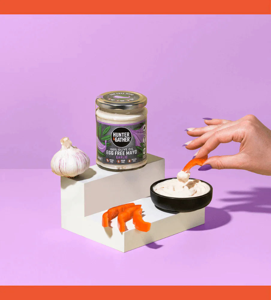 هانتر آند جاذر مايونيز بزيت الزيتون والثوم خالي من البيض 250 جرام