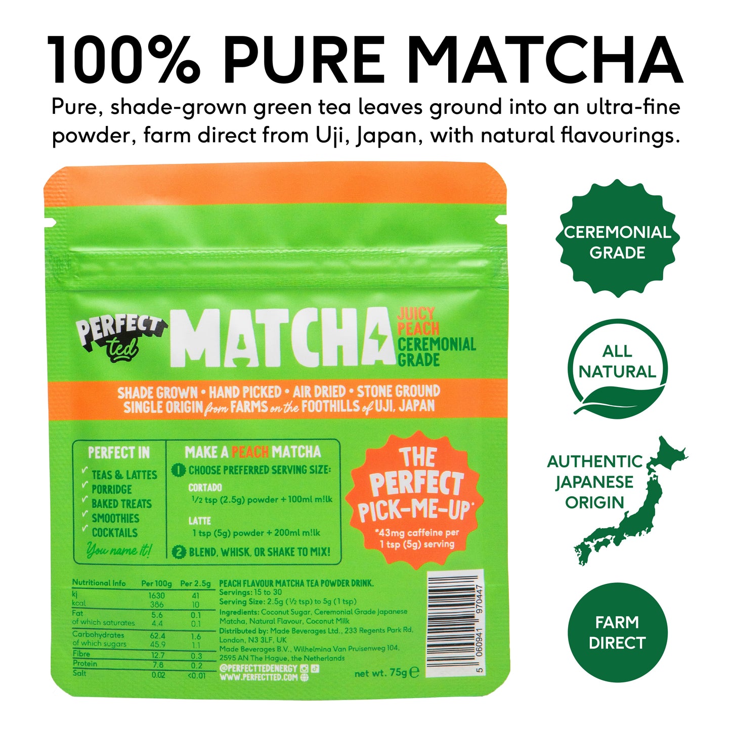 Juicy Peach Matcha Powder
