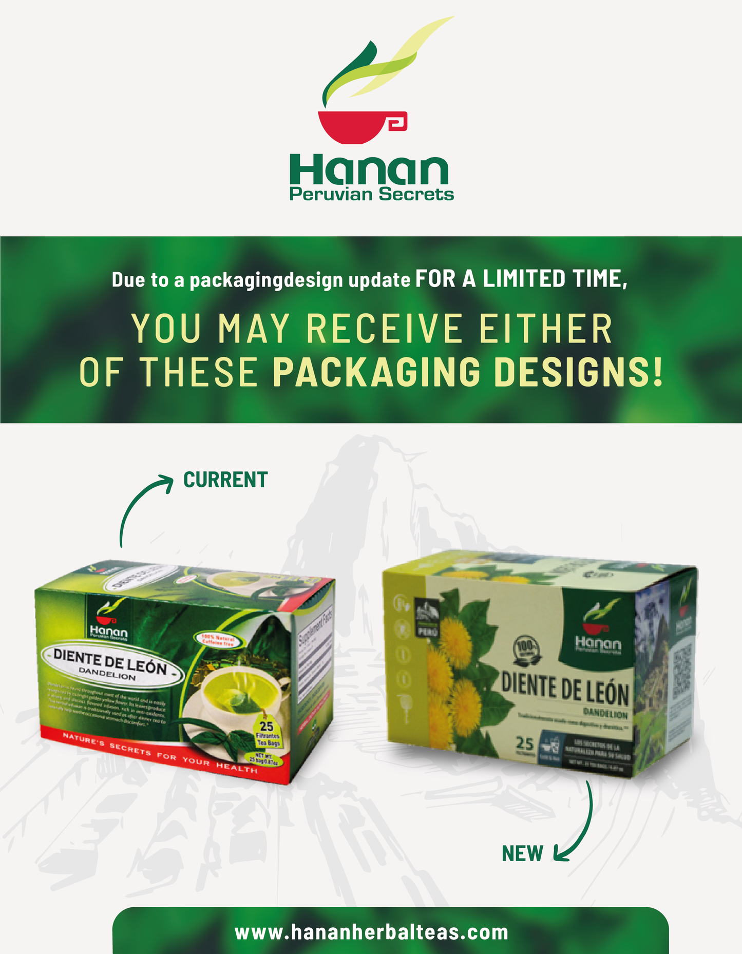 Dandelion Leaves Herbal Tea | Diente de Leon | 25 Teabags