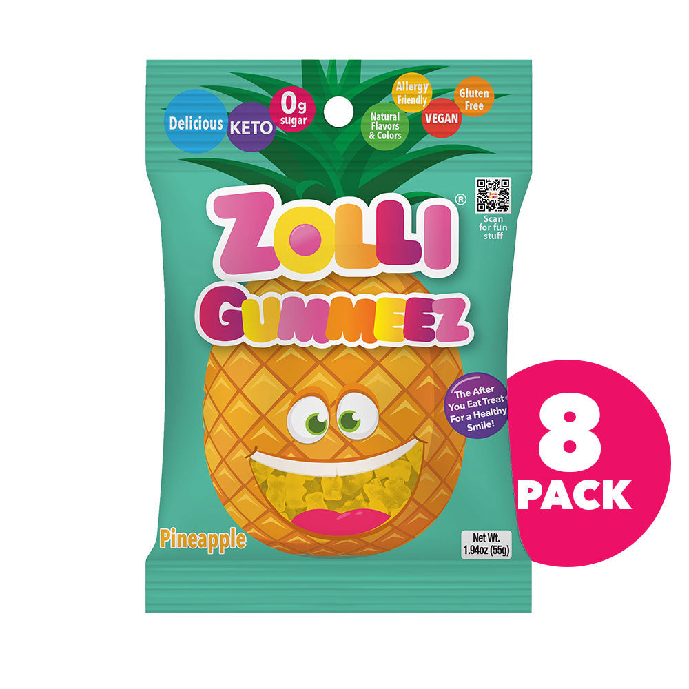 Zolli Gummeez Zero Sugar Pineapple 1.94oz Bag Gummy Bear