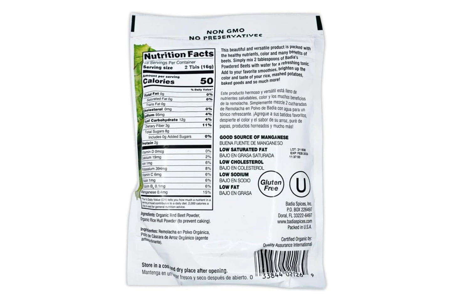 Badia Organic Powdered Beets – 8.5 oz Beetroot Powder for Smoothies, Baking & More