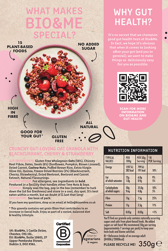 BERRY BURST GLUTEN FREE GUT-LOVING GRANOLA (350g)