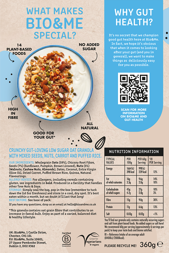 LOW SUGAR, NATURALLY GUT-LOVING GRANOLA (360g)