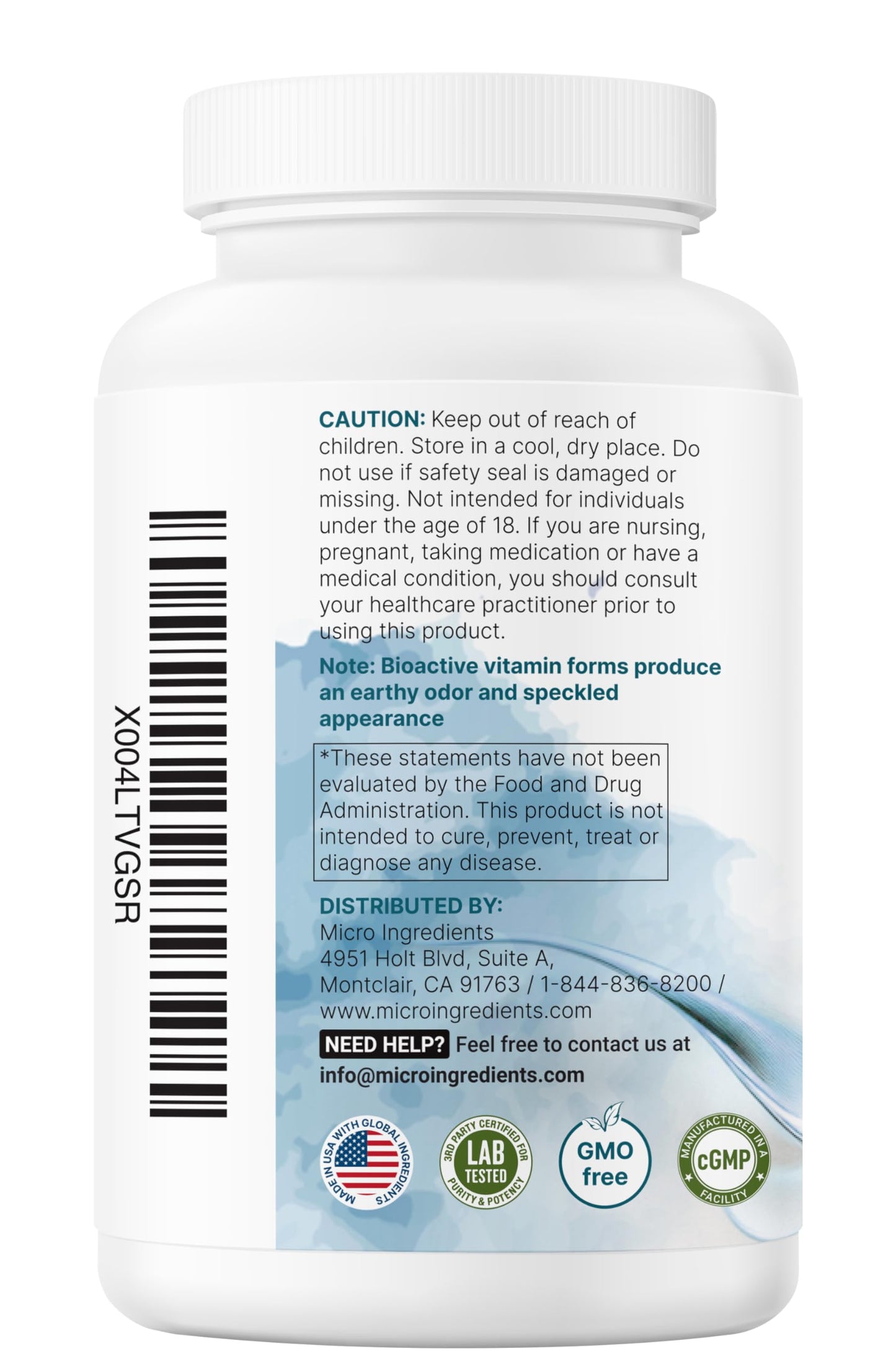 Micro Ingredients 1 Pack Pure Methylated B Complex – 480 Capsules, 11-in-1 with B12, C | Filler Free & Non-GMO