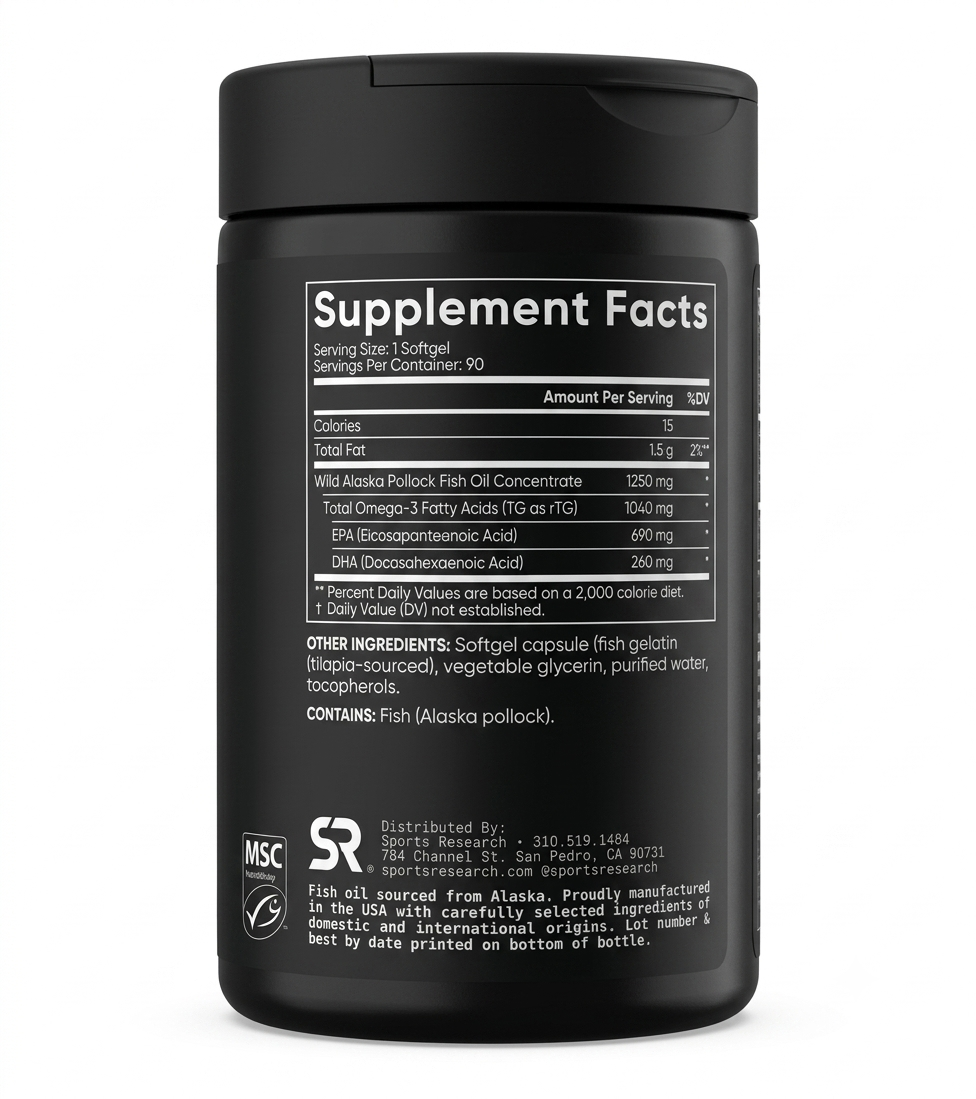 Omega-3 Fish Oil, Triple Strength, 90 Softgels, Sports Research