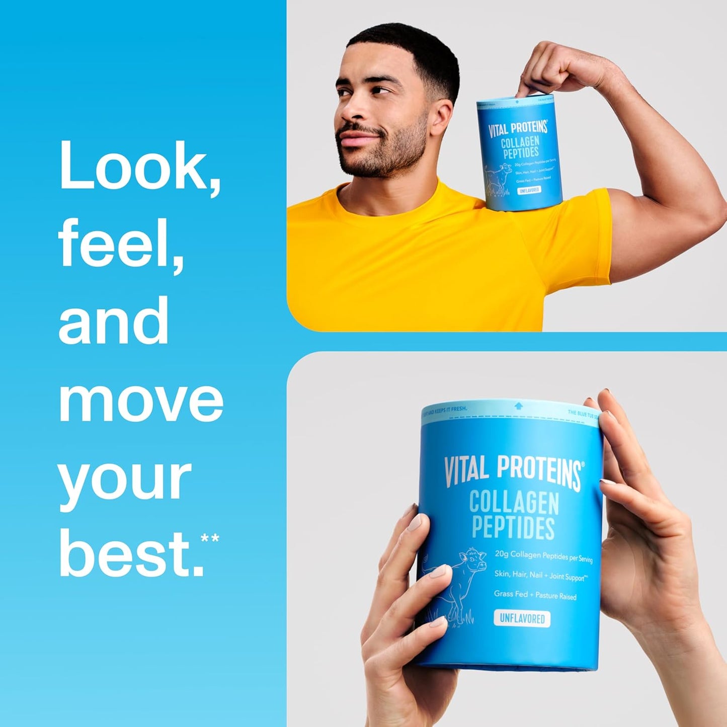 Vital Proteins Collagen Peptides Powder - Grass Fed Collagen Peptides for Hair, Nail, Skin, Bone & Joint Health, Unflavored, 27 Servings_547g.