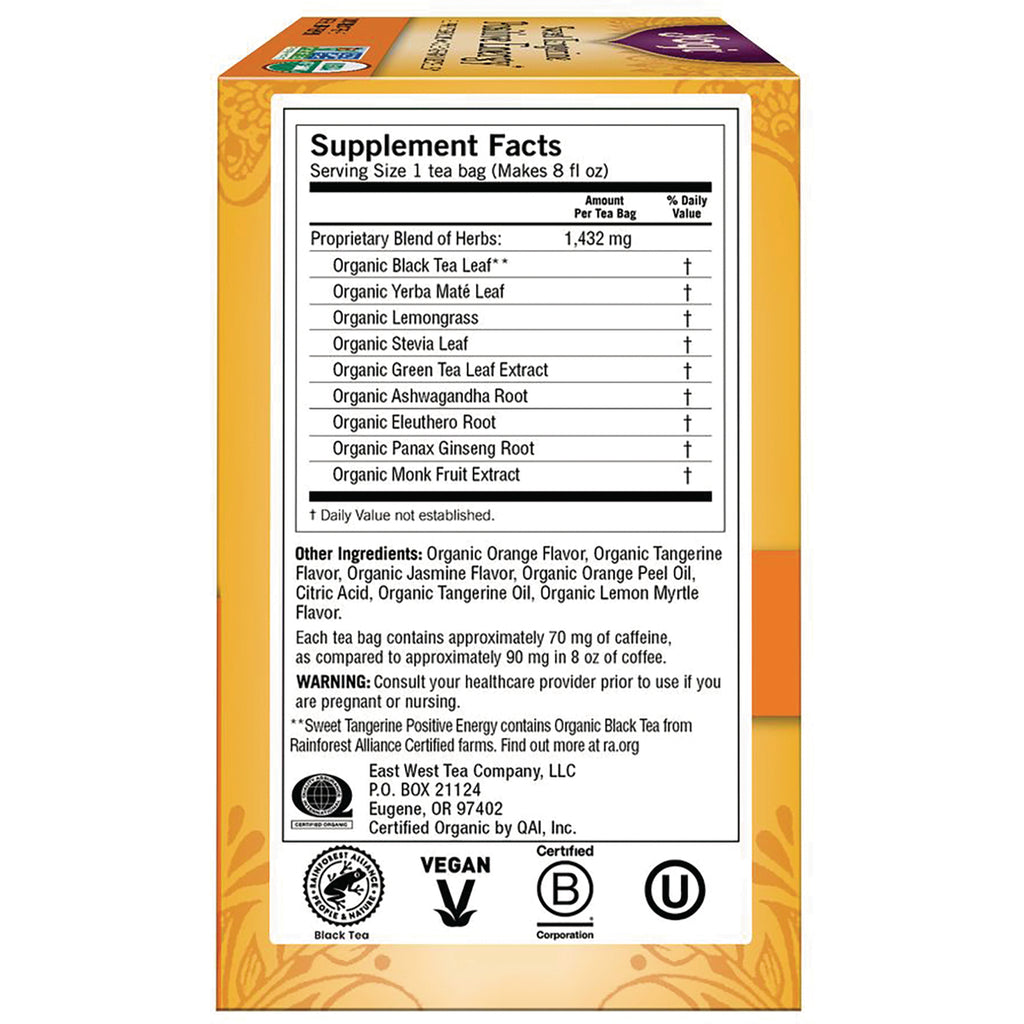 YOGI TEA Herbal Tea Bags Sweet Tangerine Positive Energy 16 Tea Bags 1 Pack