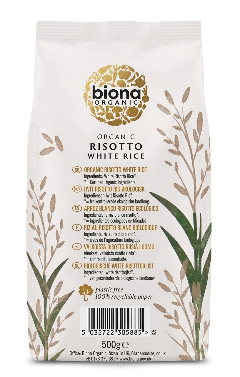Biona Organic Risotto White Rice 500g