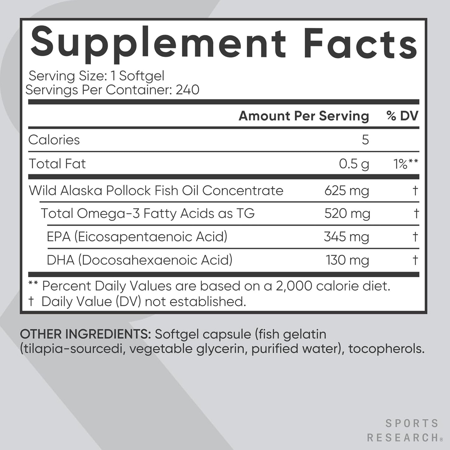 Sports Research Alaskan Omega-3 Fish Oil - Mini-Gels-240softgels