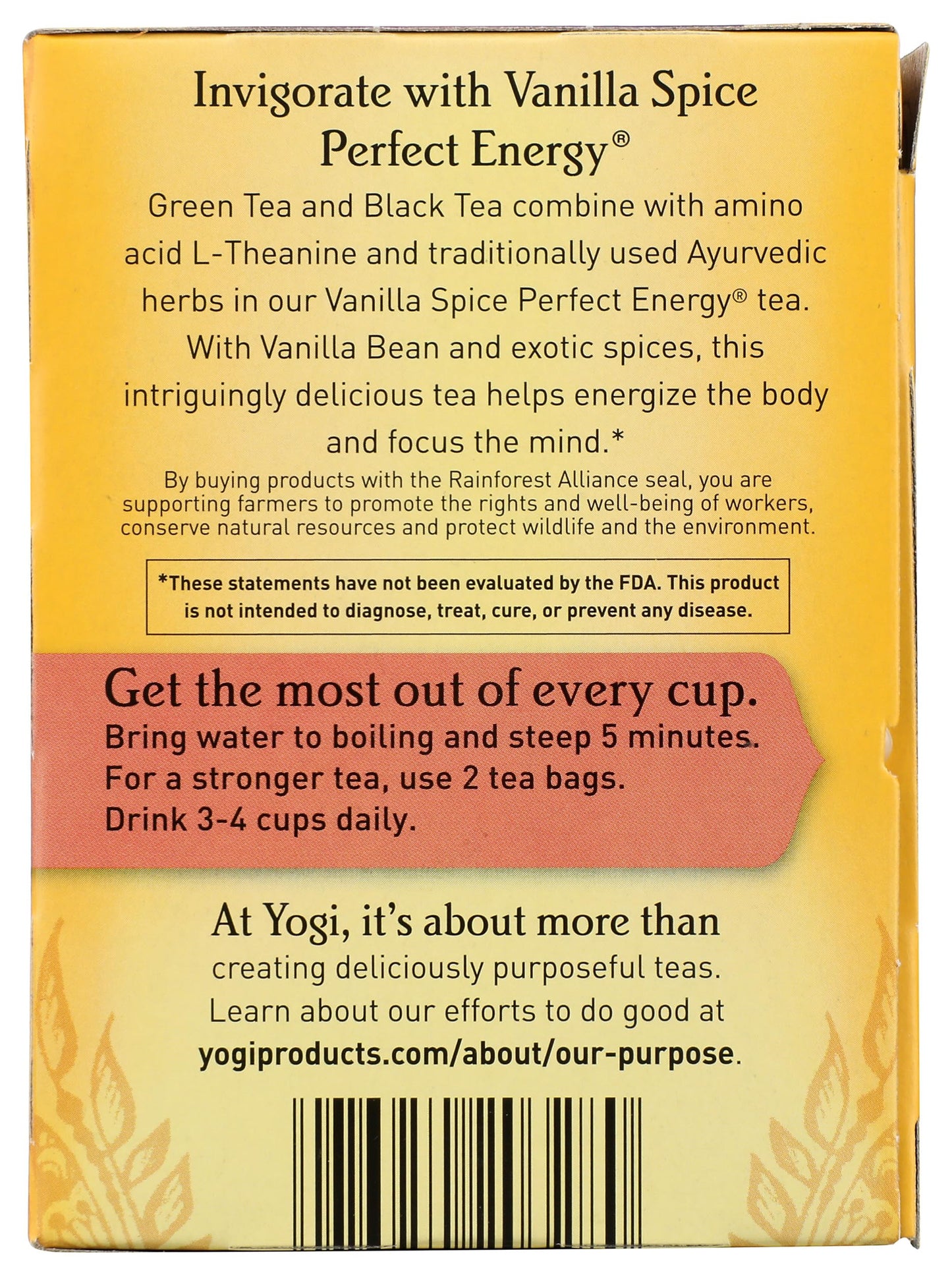 Yogi Vanilla Spice Perfect Energy Black Tea Bags, Size