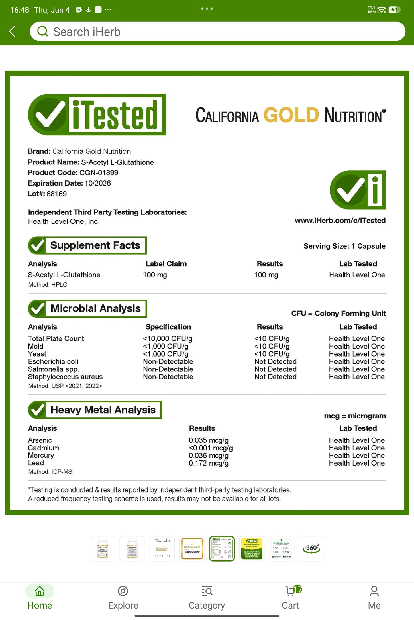 California Gold Nutrition S-Acetyl L-Glutathione, 100 mg, 30 Veggie Capsules