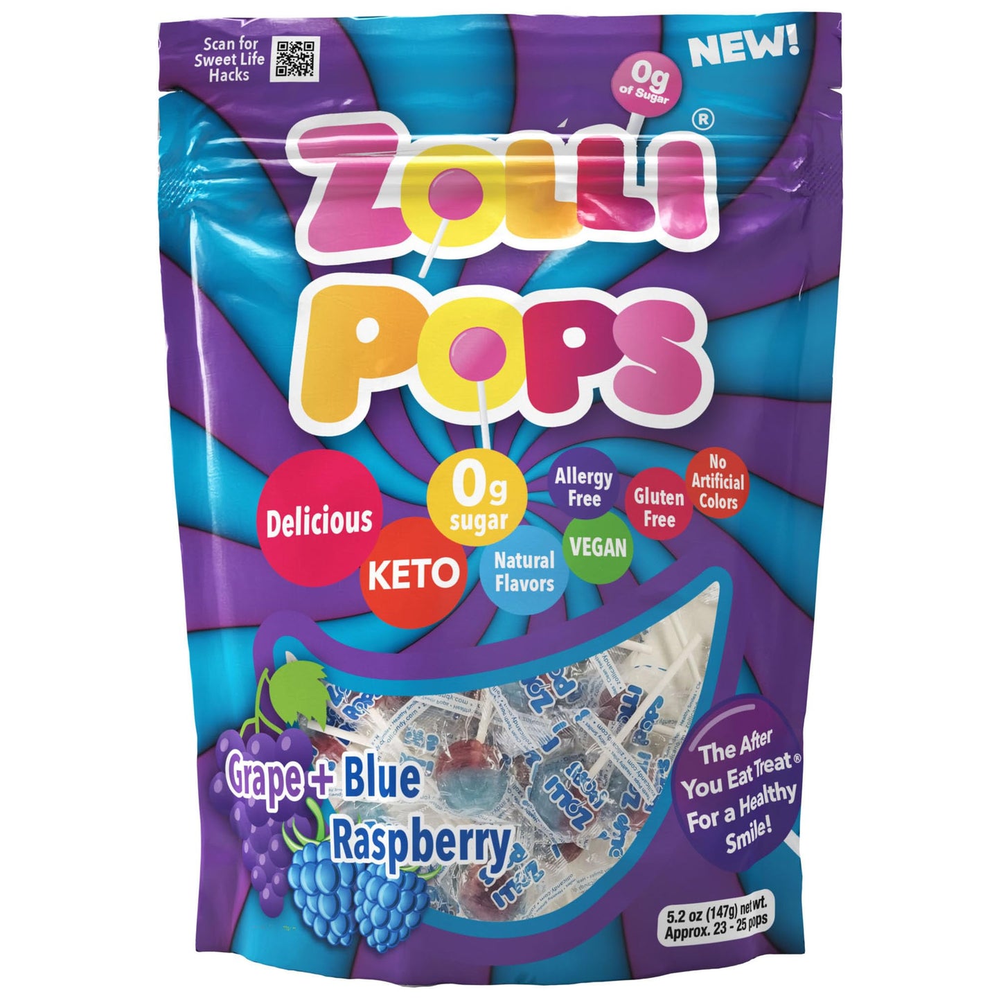 Zollipops grape + blue raspberry 147g 23-25pop