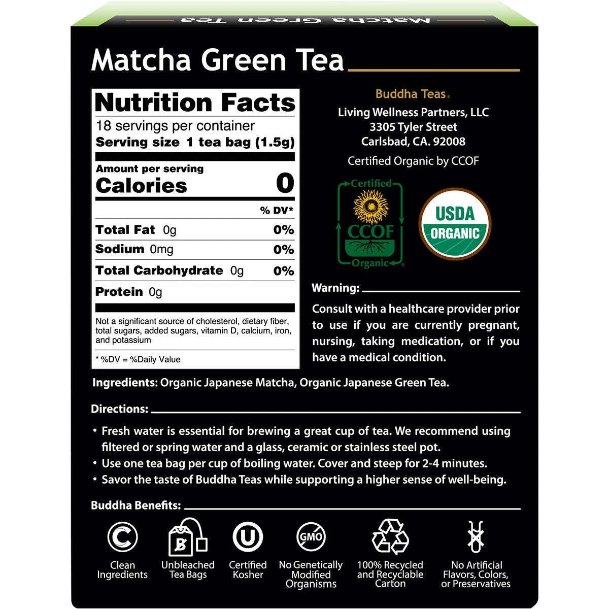 BUDDHA TEAS Organic Herbal Tea Bags Nettle Leaf Tea - 18 Bags