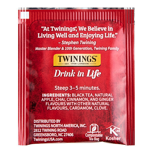 Twinings Spiced Apple Chai Tea Bags - 20/Box
Item number Item #: 110twn07511
