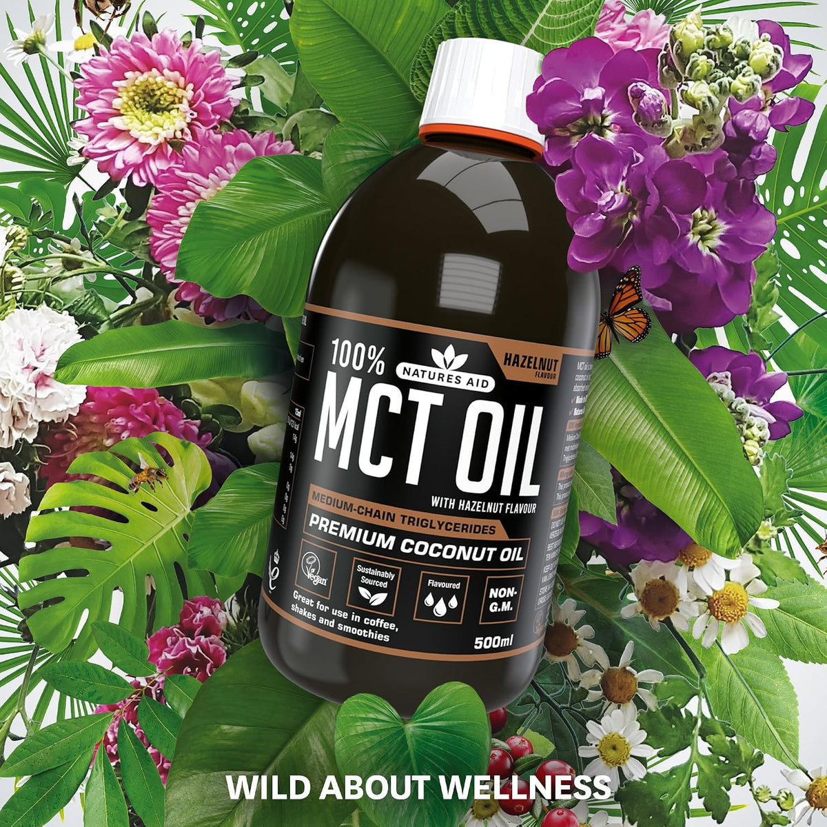 Natures Aid 100% MCT Oil - Hazelnut Flavour (500ml)