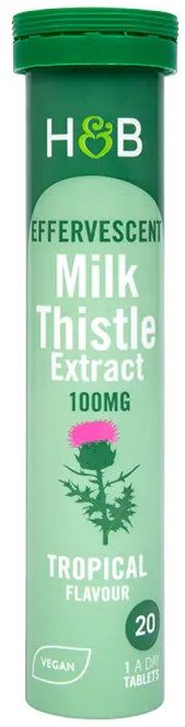 Holland & Barrett Effervescent Milk Thistle Extract 100mg Tropical Flavour 20 Tablets
