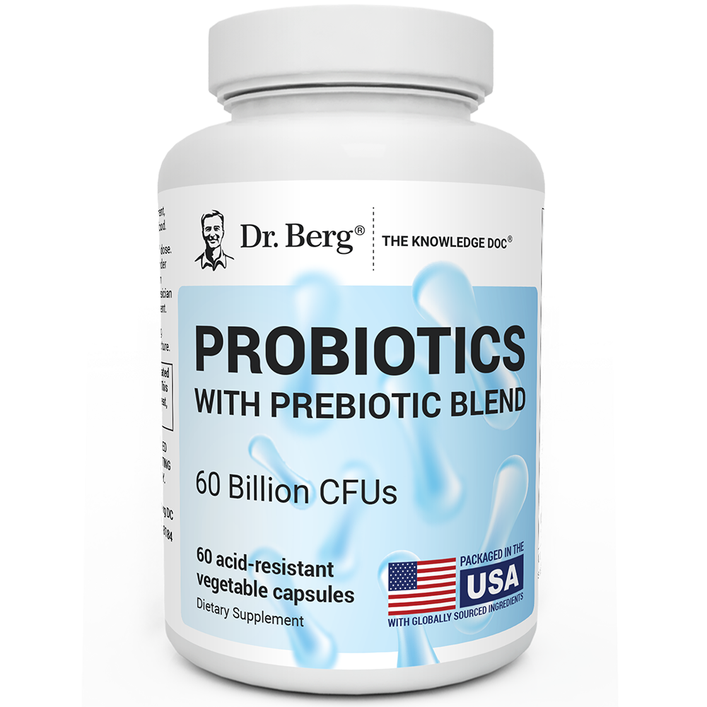 Dr. Berg 60 Billion Probiotic Supplement - Supports Occasional Constipation, Diarrhea, Gas & Bloating* - Pre and Probiotics for Digestive Health - 30 Probiotic Capsules