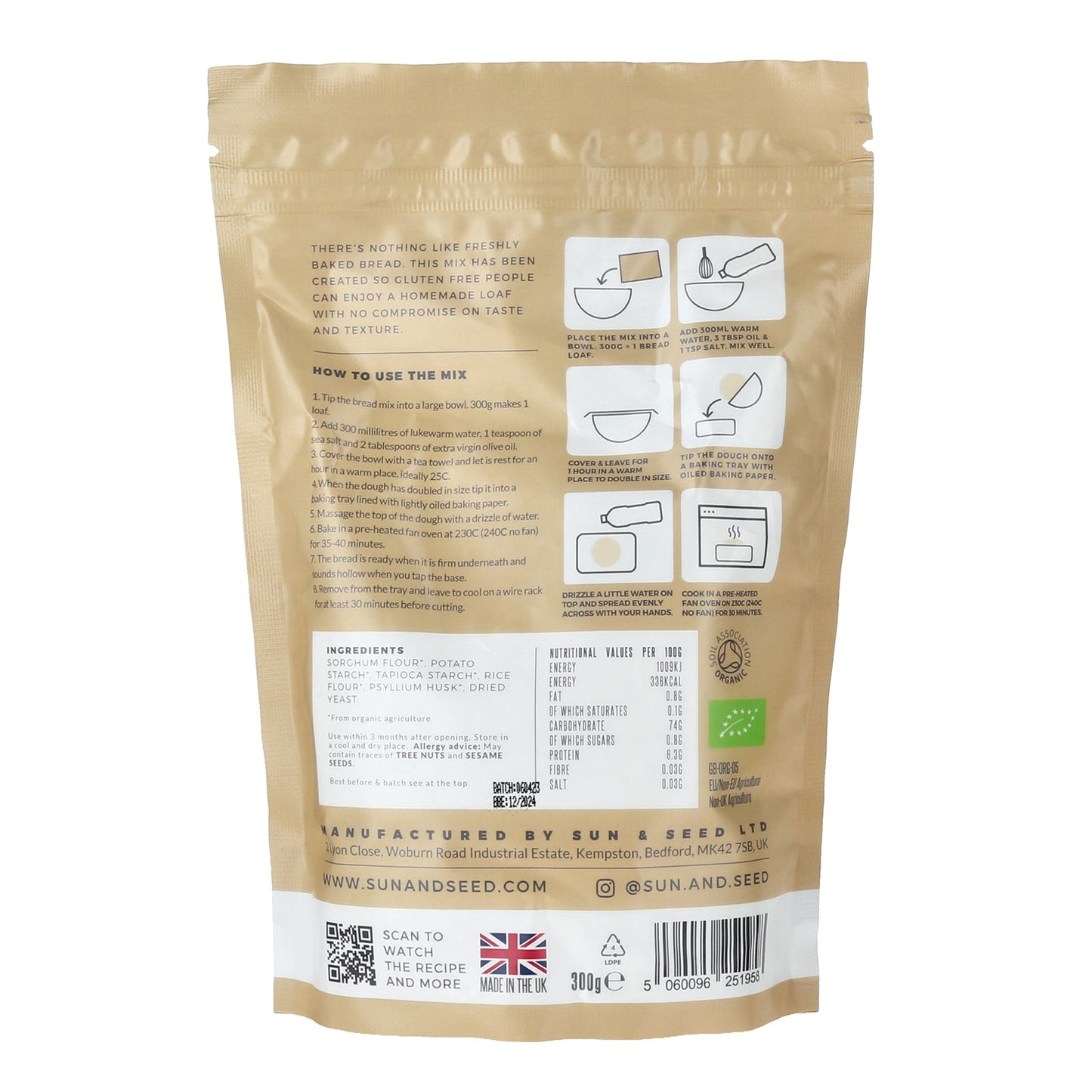 Sun and Seed Organic GF Bread Mix 300g