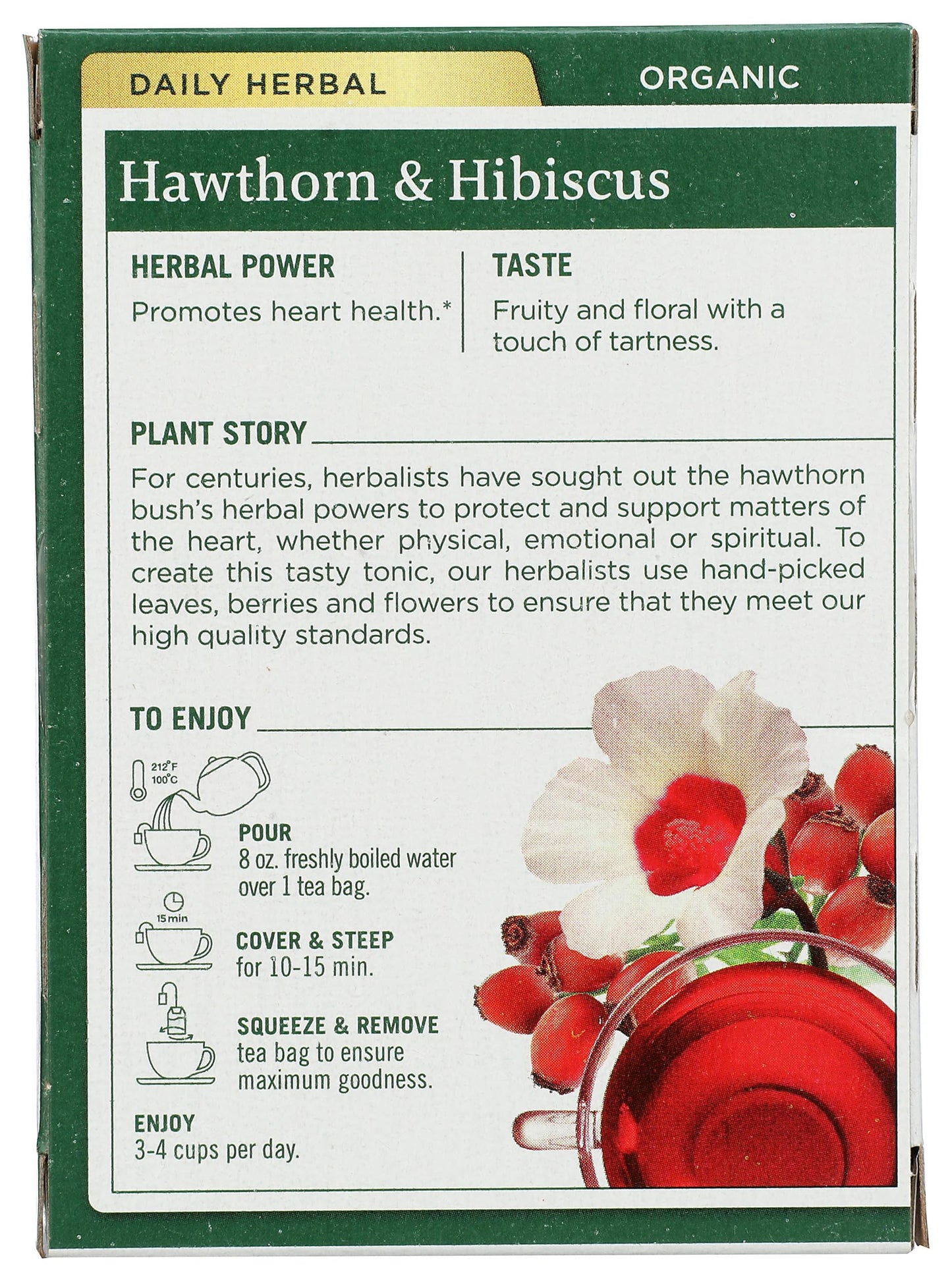 Traditional Medicinals Tea, Organic Hawthorn & Hibiscus, Promotes Heart Health, 16 Tea Bags